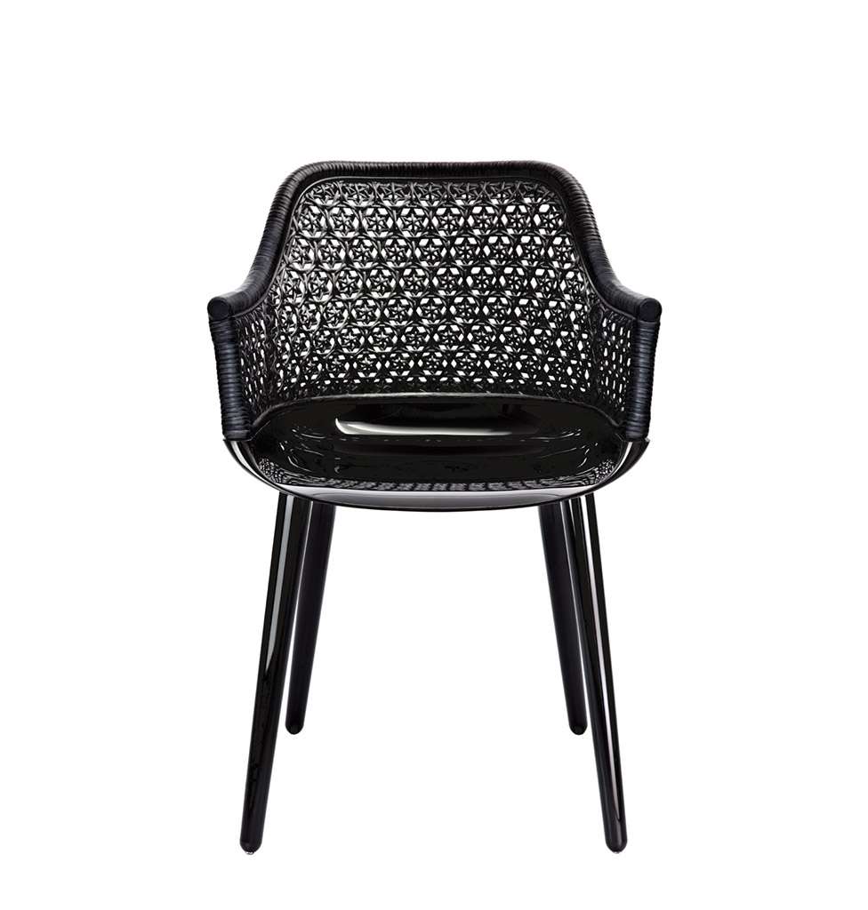 Magis Cyborg Elegant Stuhl - Magis Gestellfarbe:schwarz glänzend|Magis Farbe:Peddigrohr schwarz