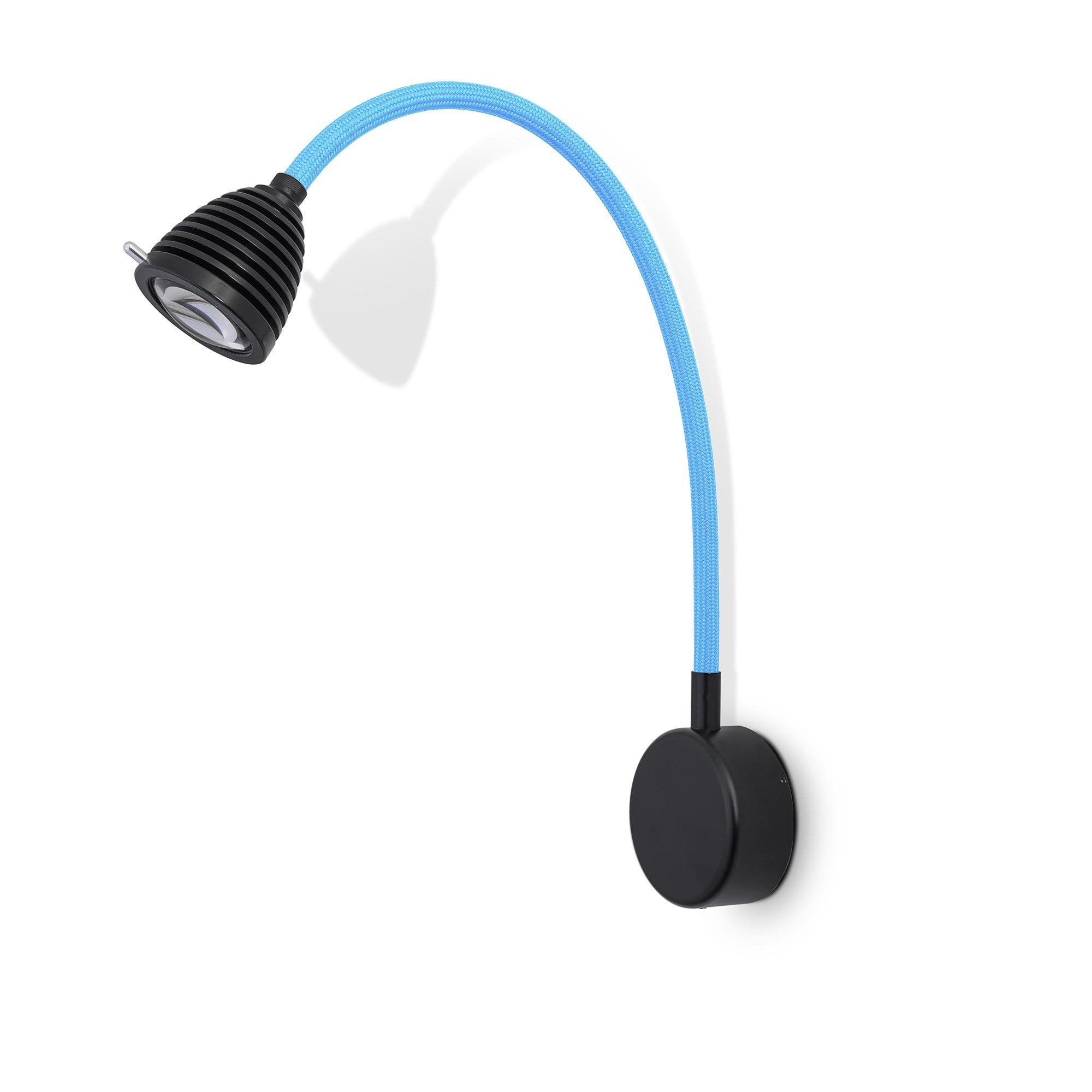 less 'n' more Athene A-BWL2 Wandleuchte schwarz (Flexwelle Aluminium, LED dimmbar über Tastdimmer am Sockel)