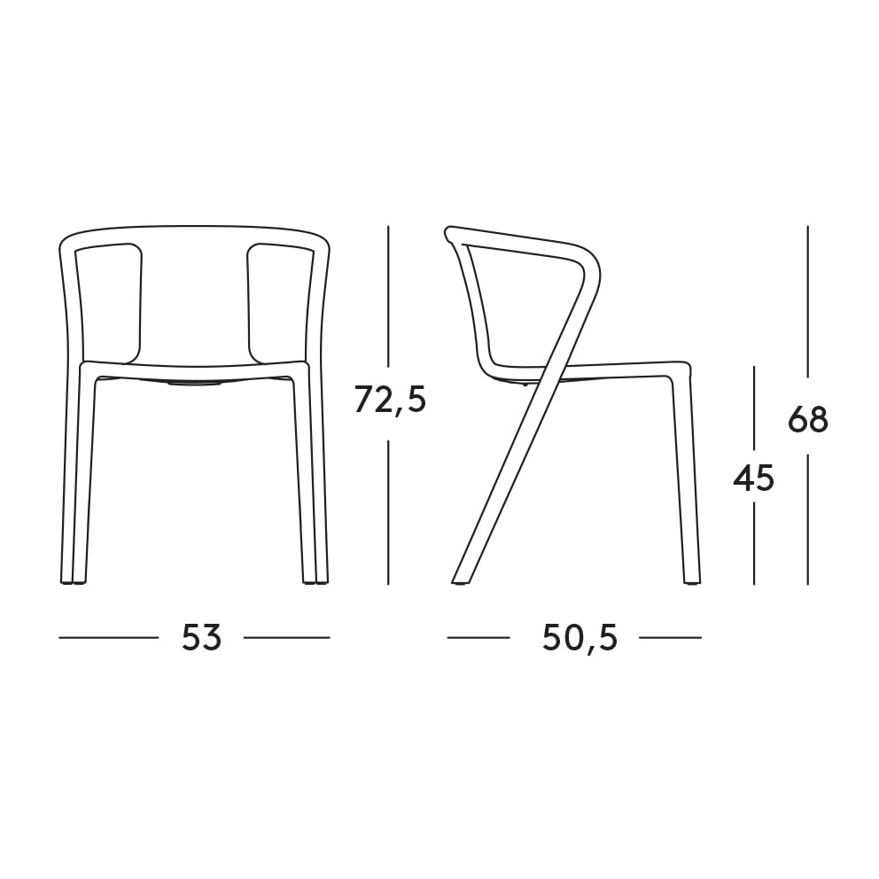 magis air armchair stuhl mit armlehne technische zeichnung