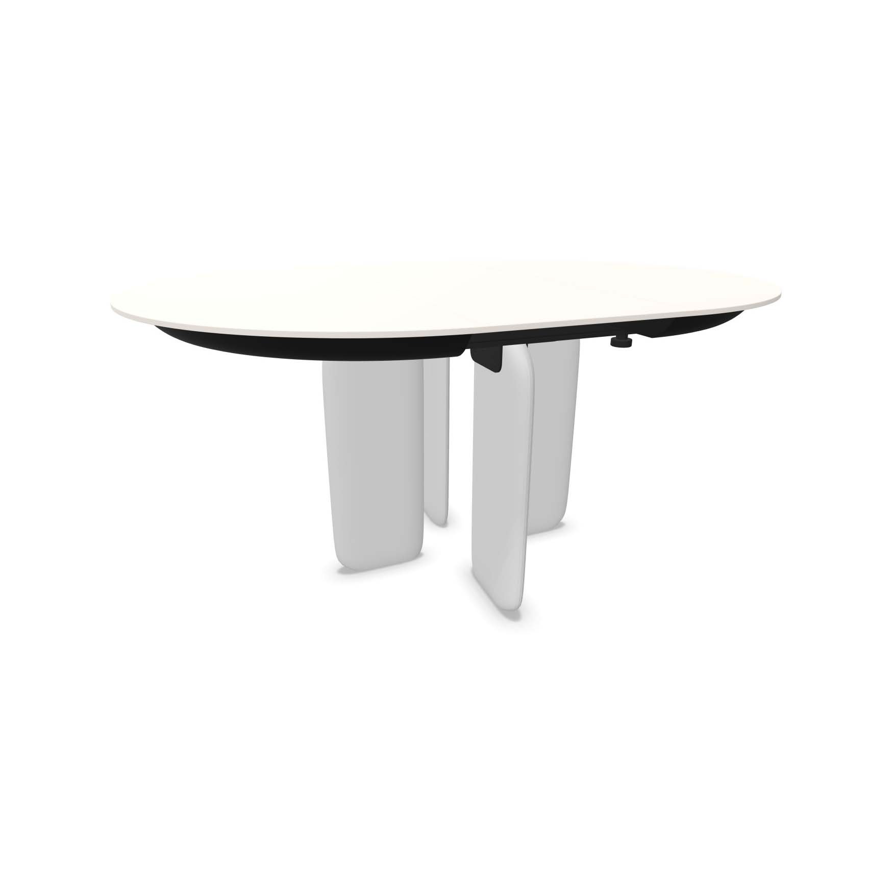 Kristalia Pala Fenix-NTM® Indoor Tisch rund ausziehbar (Ø 110 - 150cm, MDF weiß lackiert, MDF beschichtet mit Fenix-NTM® weiß kos 0032)