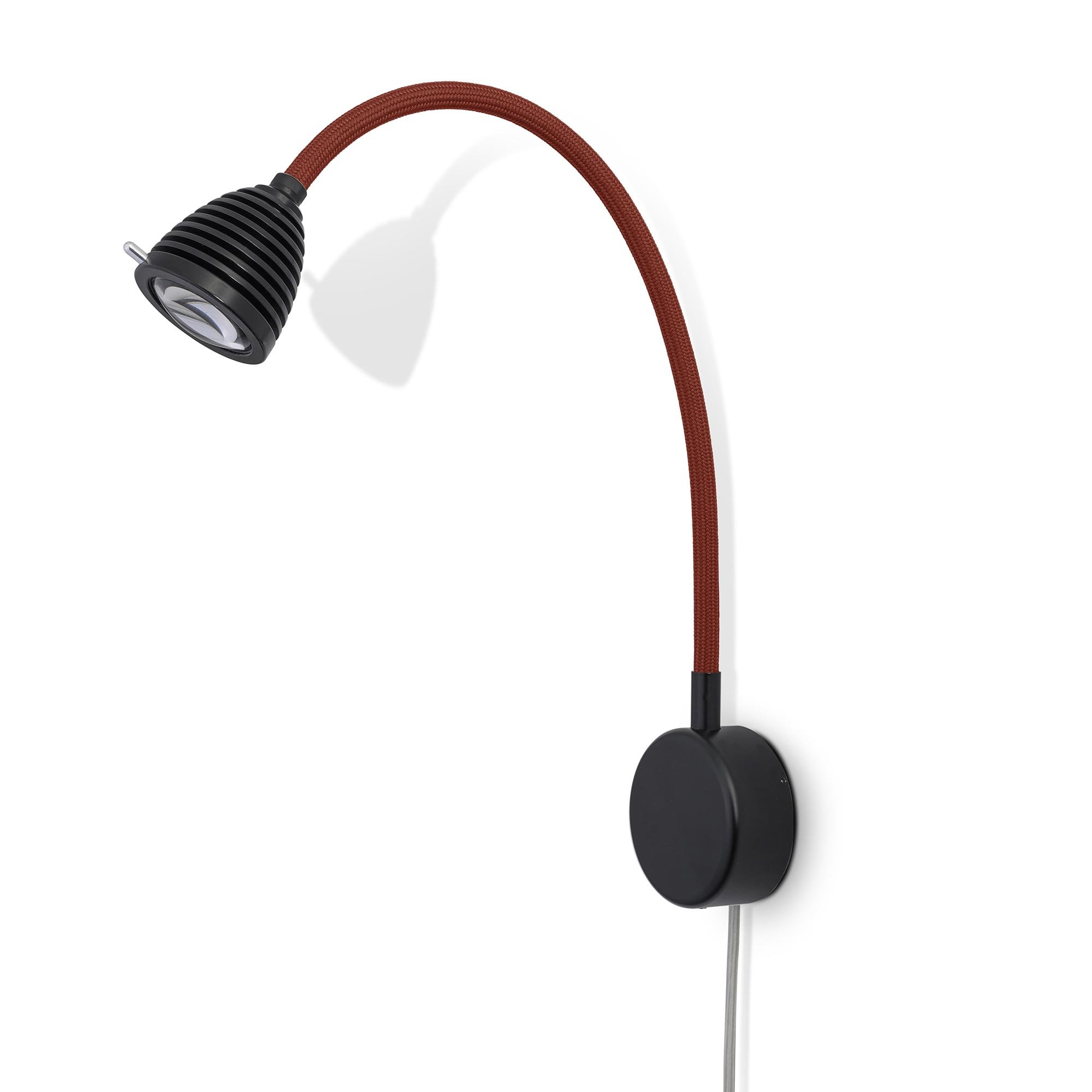 less 'n' more Athene A-BWL2-V Wandleuchte schwarz mit Kabel (Flexwelle Textil weiß)
