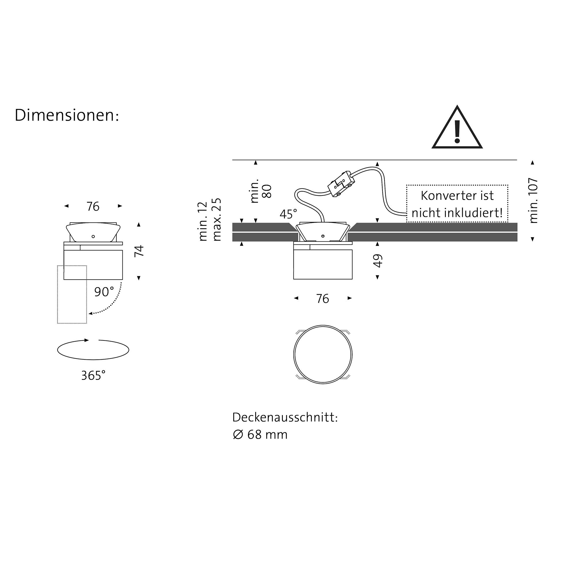 Mawa Design Wittenberg 4.0 wi4-eb-1r-kr Einbaustrahler (24° (medium), weiß matt (RAL 9016), warmweiß (3000 K))