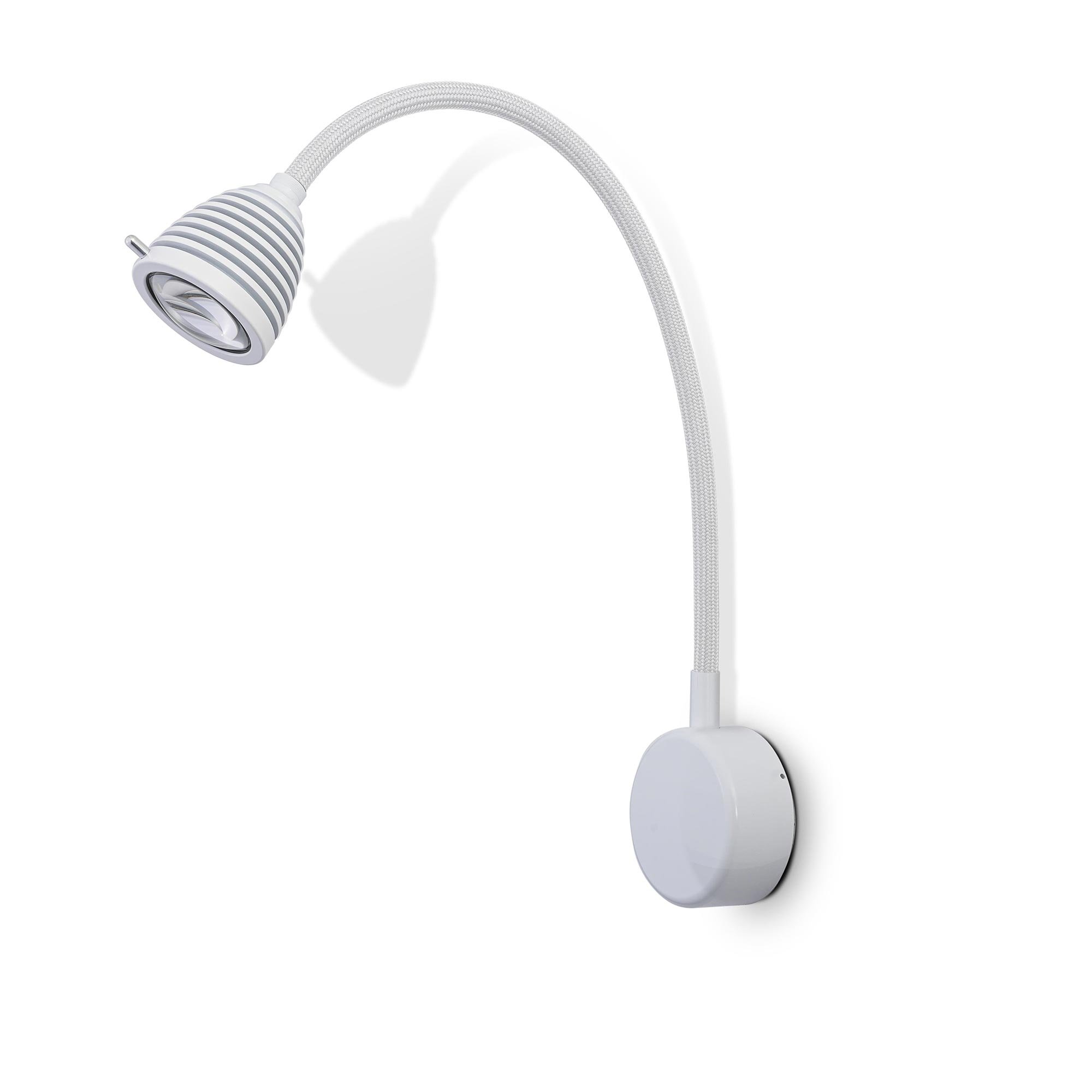 less 'n' more Athene A-BWL2 Wandleuchte weiß (Flexwelle Aluminium, LED dimmbar über Tastdimmer am Sockel)