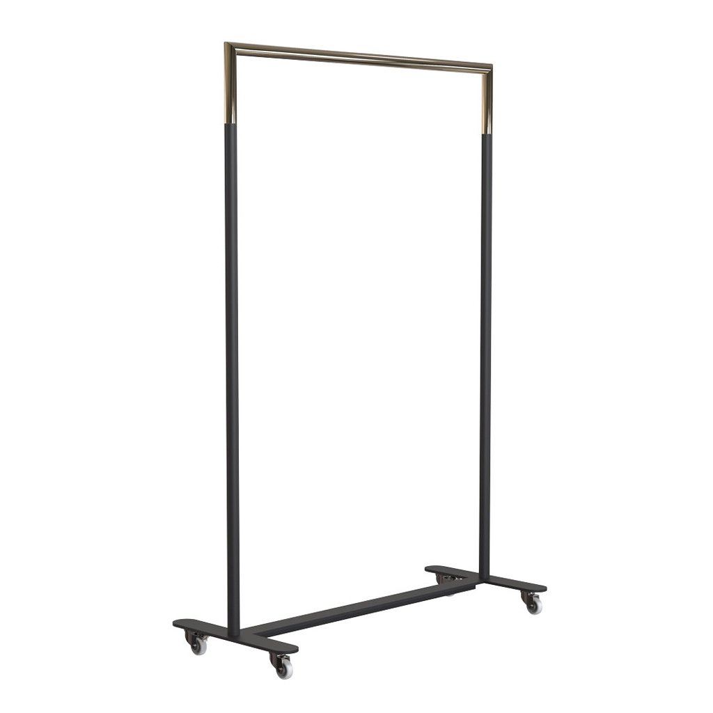 Frost Bukto Kleiderständer mit Rollen (schwarz matt / gold poliert, B 103,8cm)