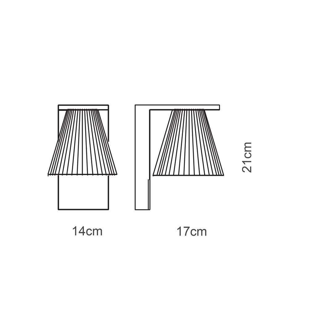kartell light air wandlecuhte mit stoffschirm technische zeichnung