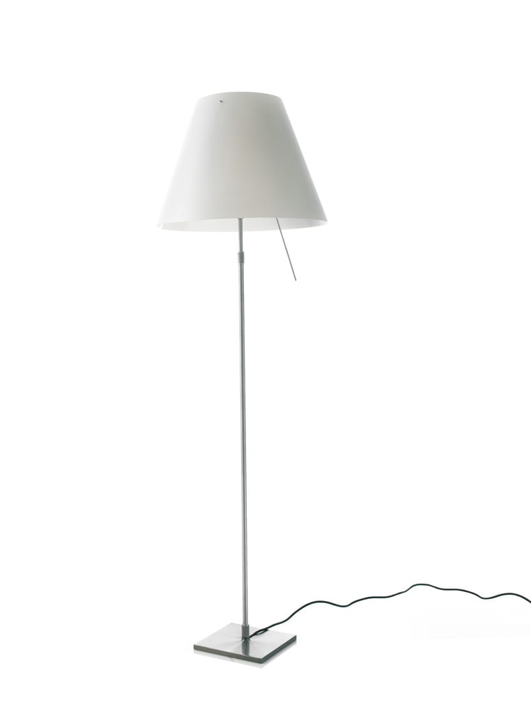 Luceplan Costanza Stehleuchte, Gestell alu (H 153cm (fix), weiß, Ein / Aus)