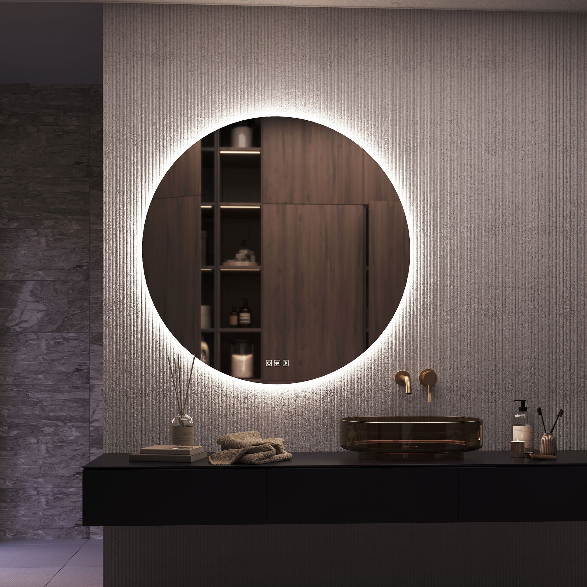 Top Light In Circle Spiegel (ohne Berührungssteuerung, Ø 60cm)