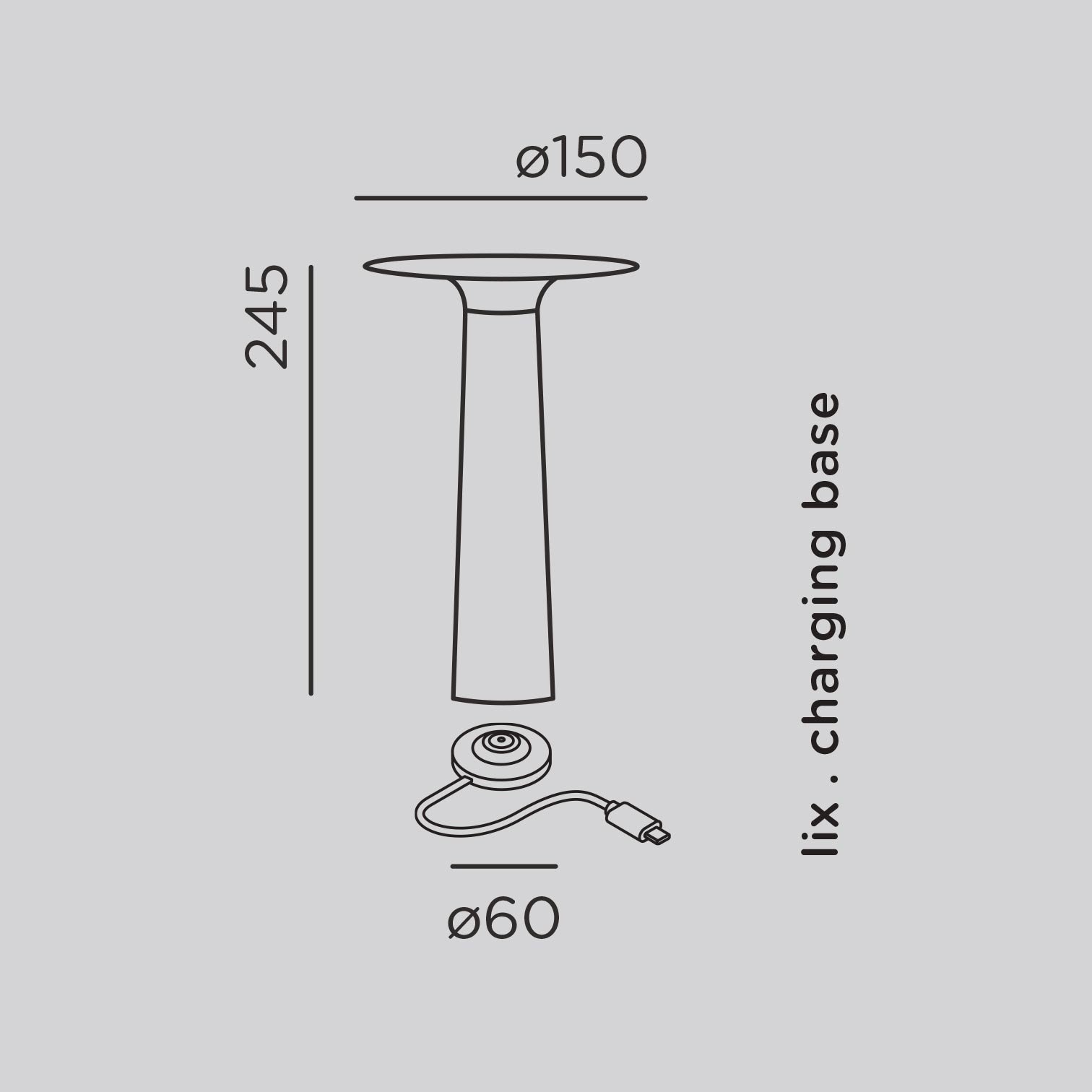 IP44.de lix Tischleuchte / Akkuleuchte - mit Charging Base (frozen silver)