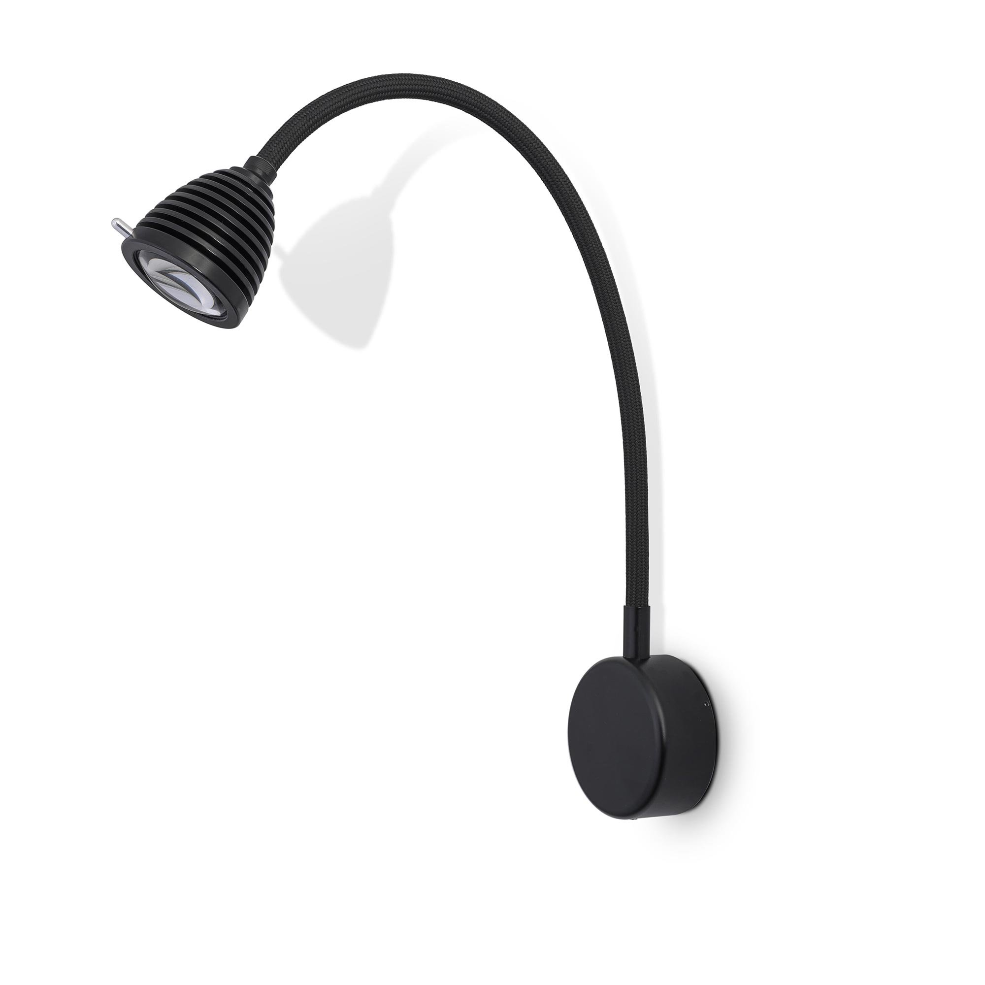 less 'n' more Athene A-BWL2 Wandleuchte schwarz (Flexwelle Aluminium, LED dimmbar über Tastdimmer am Sockel)
