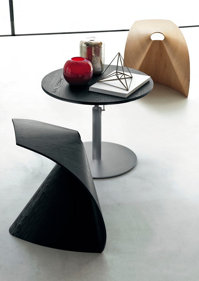 Lapalma Brio Bistrotisch rund (Ø 70cm, matt verchromt, 72cm, Eiche dunkel nussbaum gebeizt)