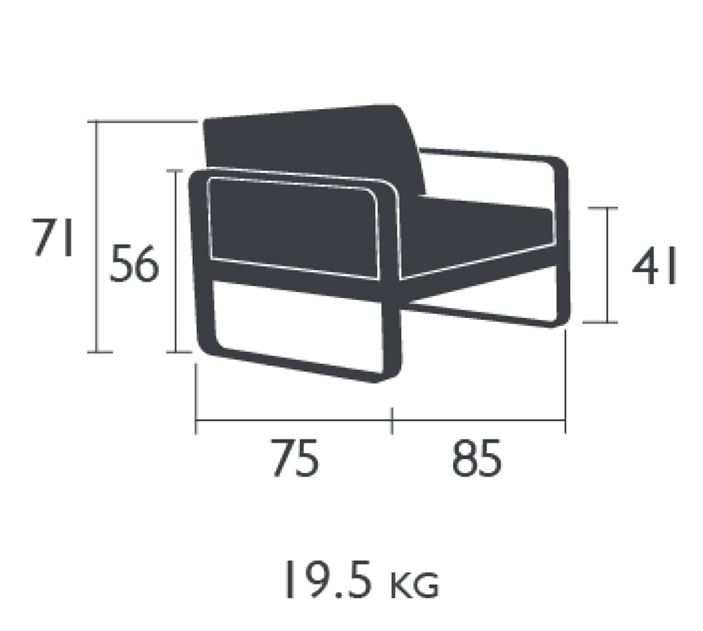 Fermob Bellevie Sessel mit grauweißem Kissen