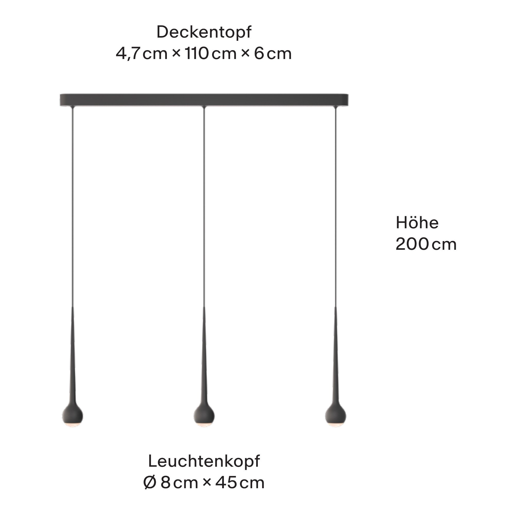 GRAU Falling Sun Trace LED Pendelleuchte 3-flammig (Black)