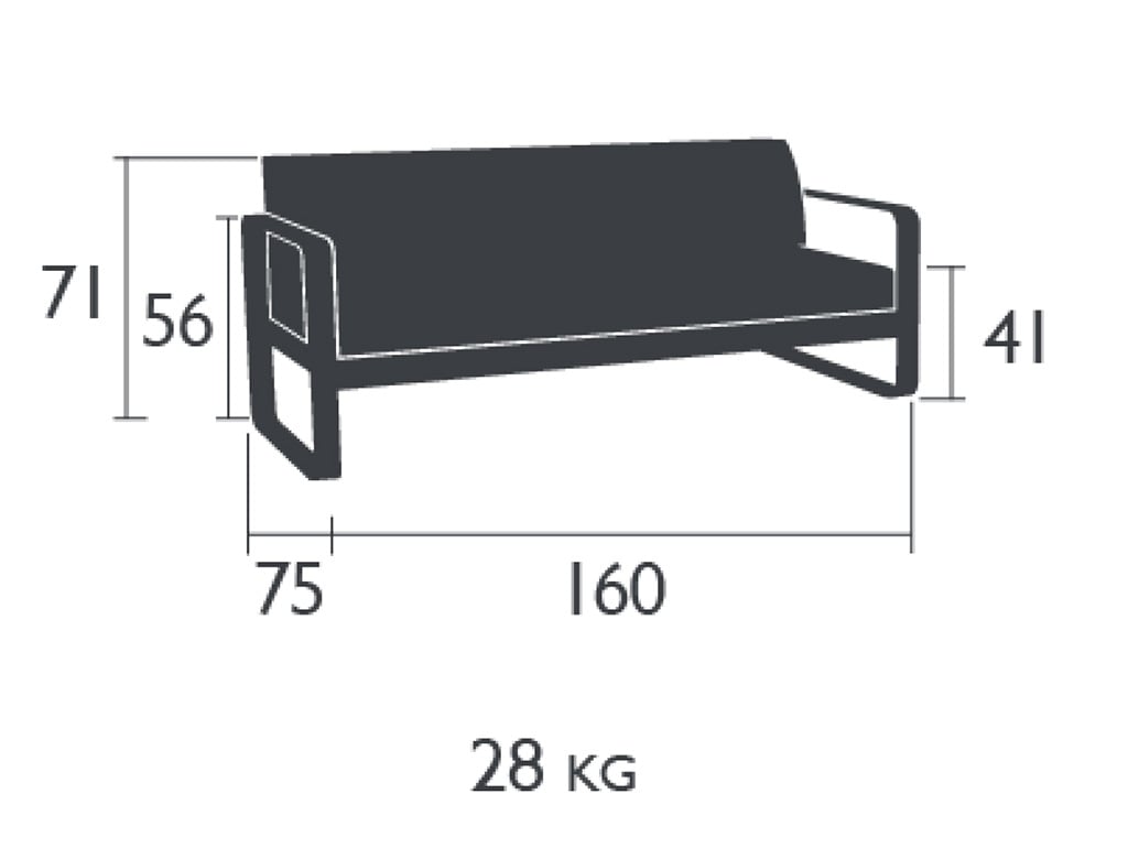 Fermob Bellevie 2-Sitzer Sofa mit graphitgrauem Kissen