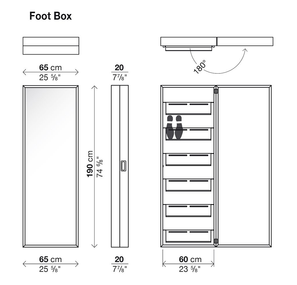 Kristalia Foot Box Schuhschrank / Spiegelschrank