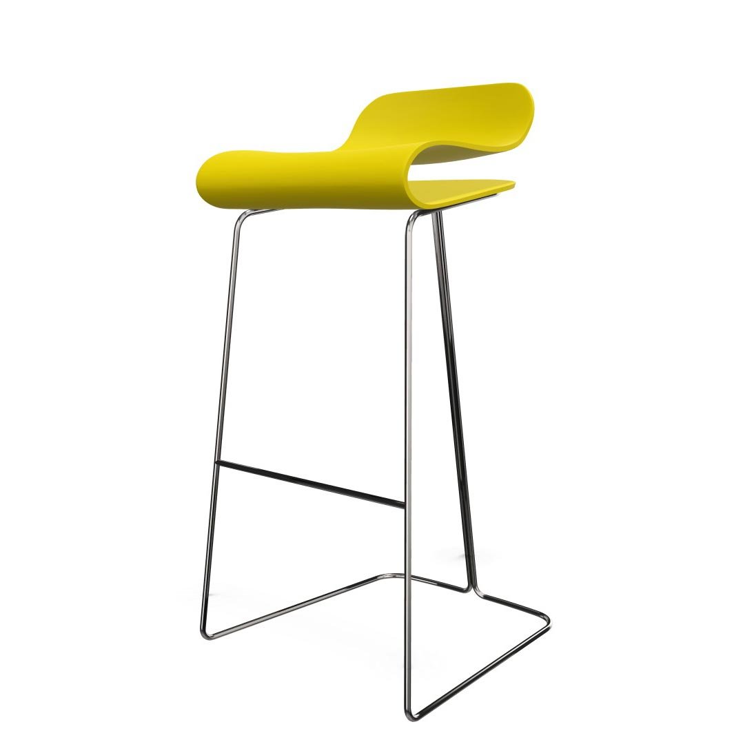 Kristalia BCN Barhocker mit Kufengestell 76cm (Sitz weiß / Gestell weiß)