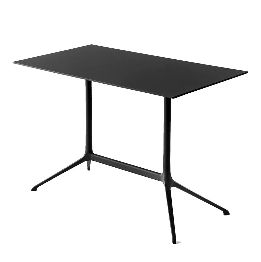 Kristalia Elephant Outdoor Tisch rechteckig klappbar (Tischplatte Laminat schwarz, Beine Aluminium schwarz lackiert, 100 x 59cm)