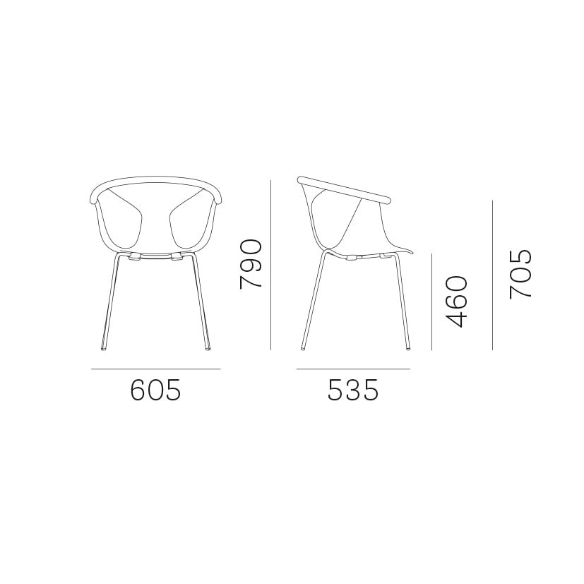 Pedrali Fox 3726 Stuhl technische Zeichnung