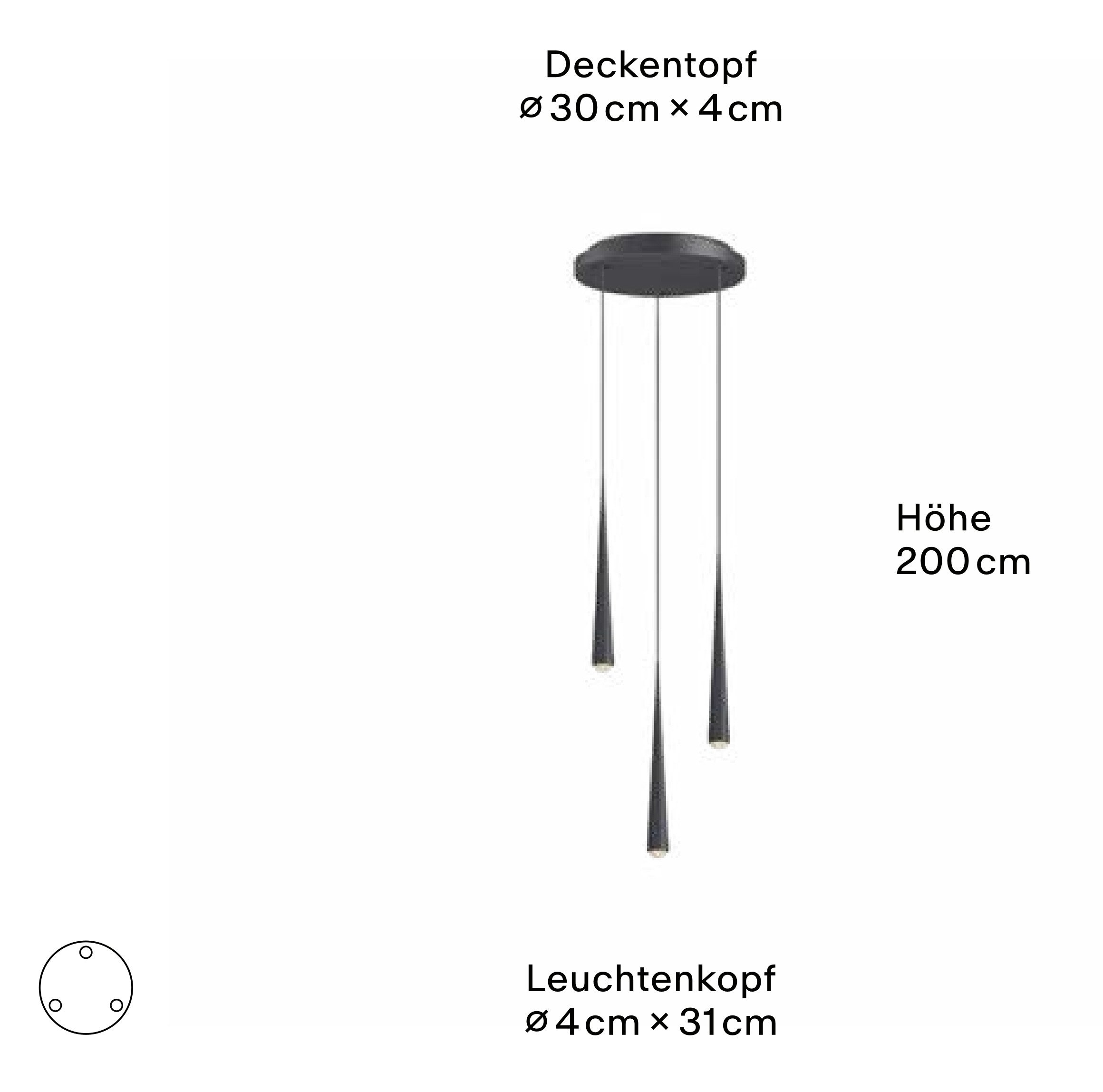 GRAU NiceOne Rain Trio 30 LED Deckenleuchte