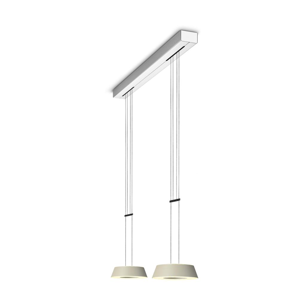 Oligo Glance LED Pendelleuchte - 2-flammig, cashmere, Baldachin Aluminium gebürstet - Retoure