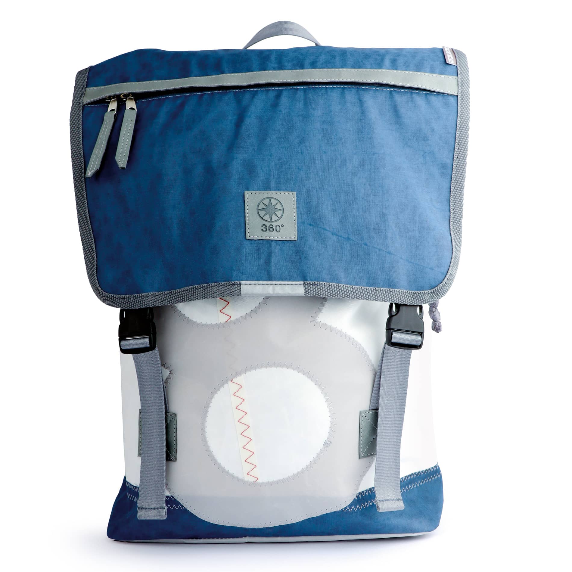 360° Taschen Landgang Rucksack (Segel weiß, Zahl grau, Gurt grau)