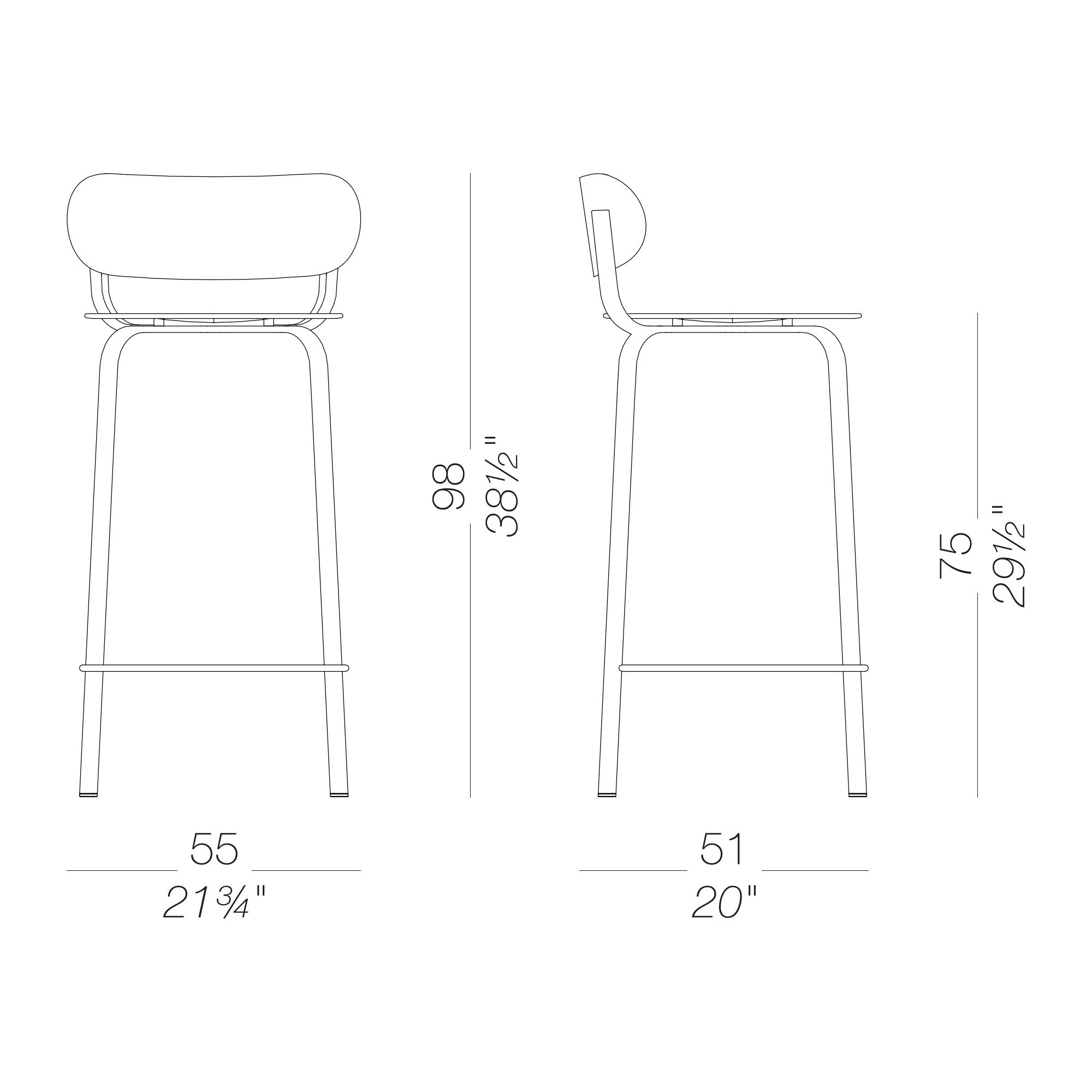 Lapalma Stil S49 Barhocker (weiß lackiert, 75cm)