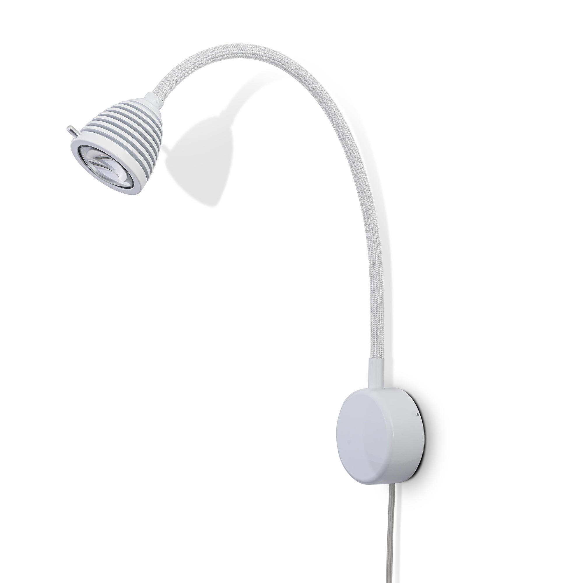 less 'n' more Athene A-BWL2-V Wandleuchte weiß mit Kabel (Flexwelle Textil weiß)