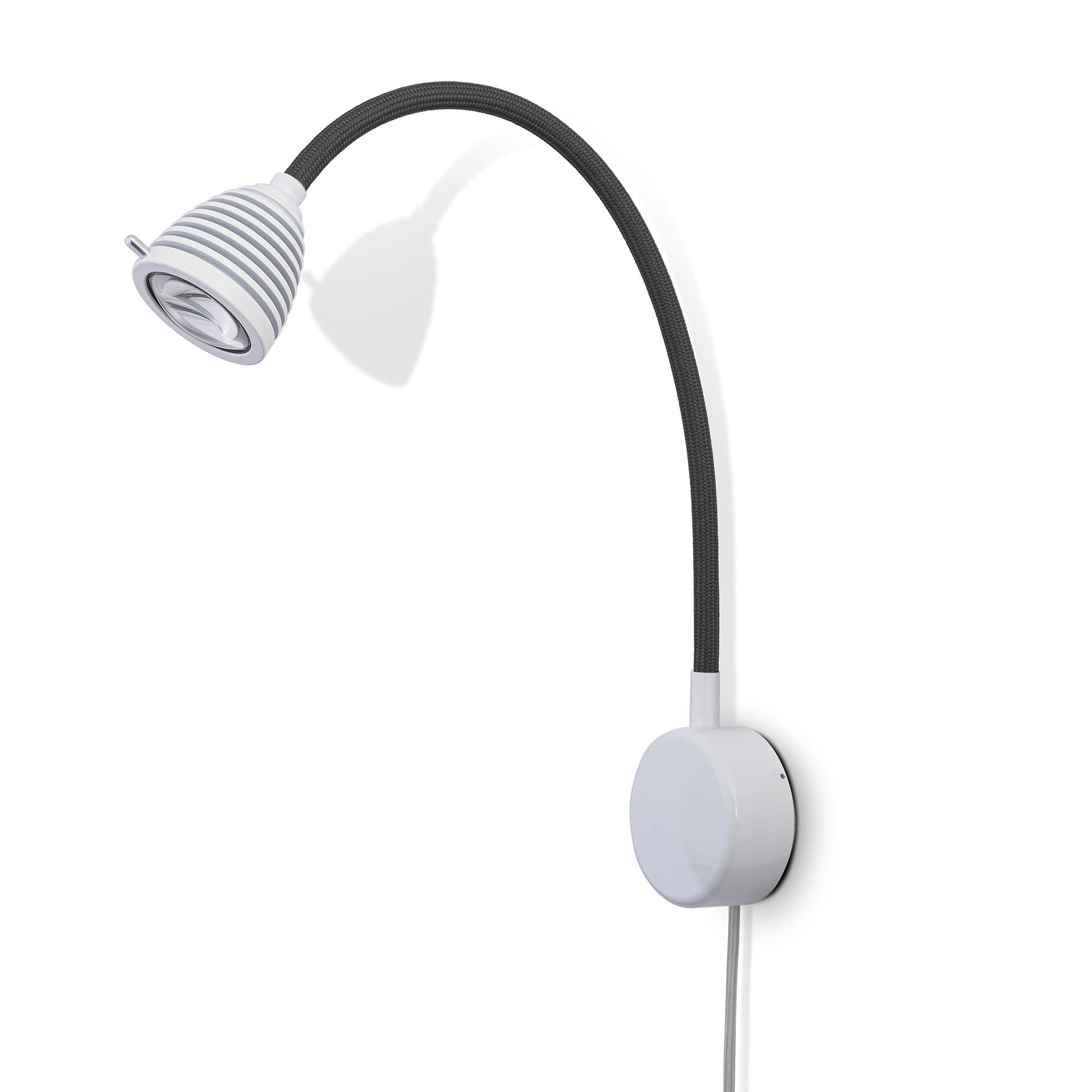 less 'n' more Athene A-BWL2-V Wandleuchte weiß mit Kabel (Flexwelle Textil weiß)