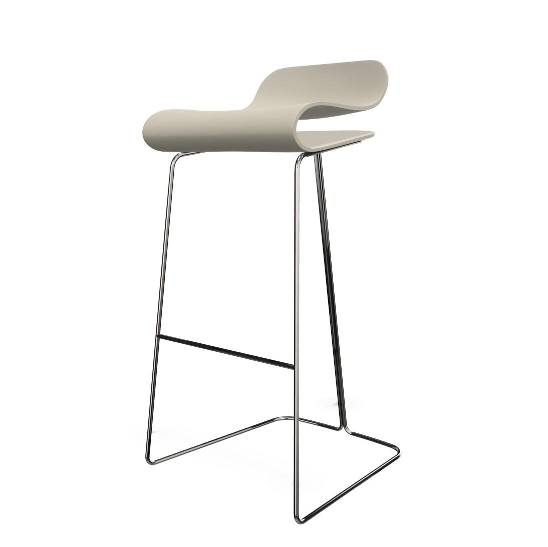 Kristalia BCN Barhocker mit Kufengestell 76cm (Sitz weiß / Gestell weiß)