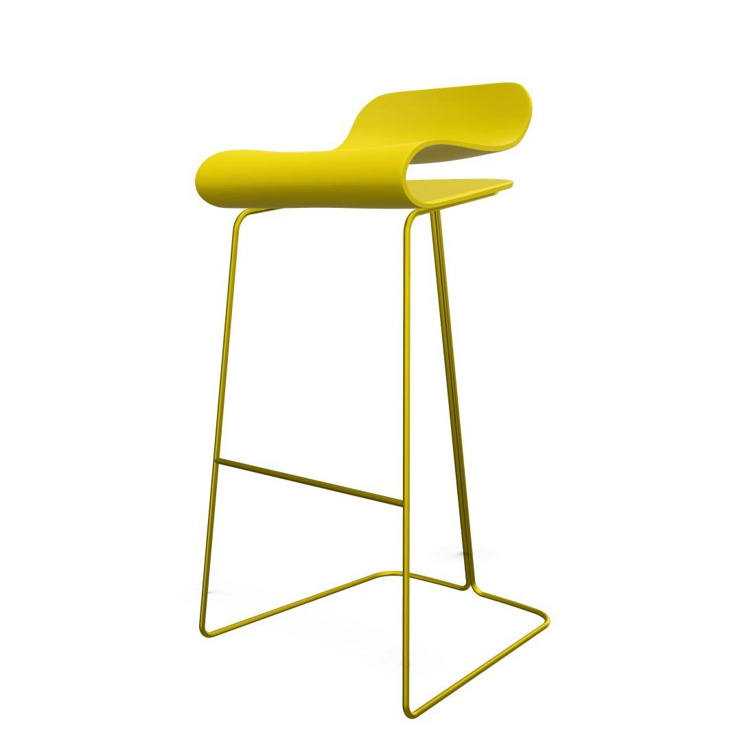 Kristalia BCN Barhocker mit Kufengestell 76cm (Sitz weiß / Gestell weiß)