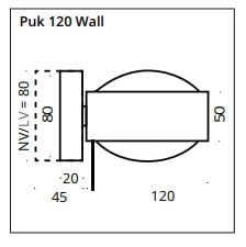 Top Light Avantgarde Puk! 120 Wall LED Wandleuchte (nickelmatt, ohne Abdeckung (für Nachbestellungen))