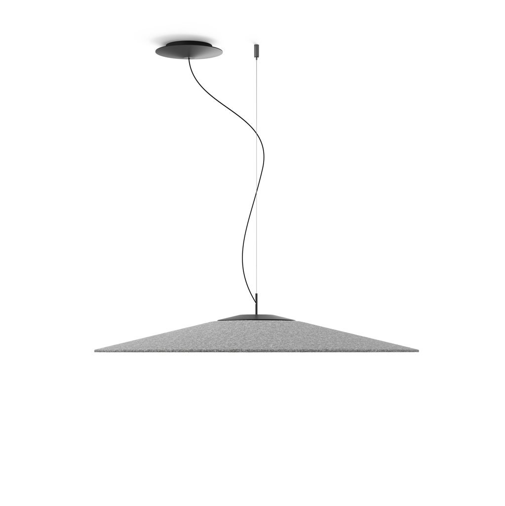Luceplan Koinè Pendelleuchte / Akustikleuchte (Ø 86cm, medium gray, extra-warmweiß (2700 K), Phasenabschnitt)