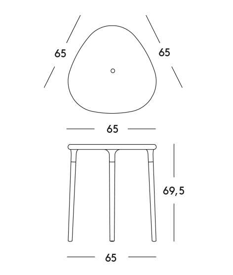 magis air table tisch dreieckig technische zeichnung
