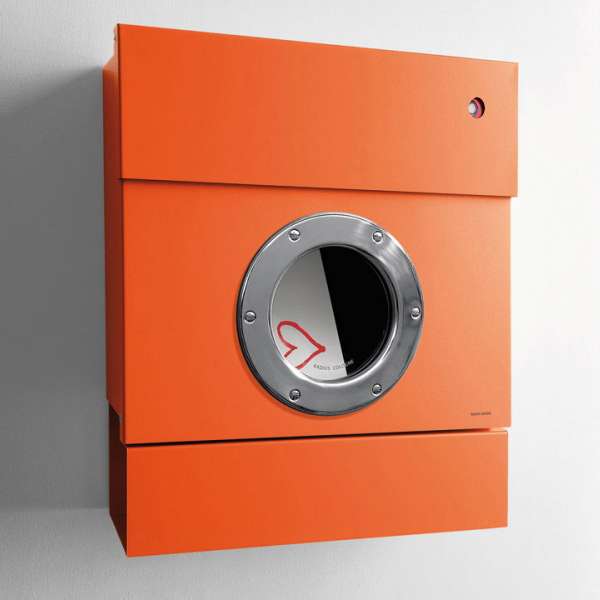 Radius Design Letterman 2 Briefkasten - Radius Design Farbe:orange (RAL 2009)|Radius Design Ausführung:mit Klingel in rot