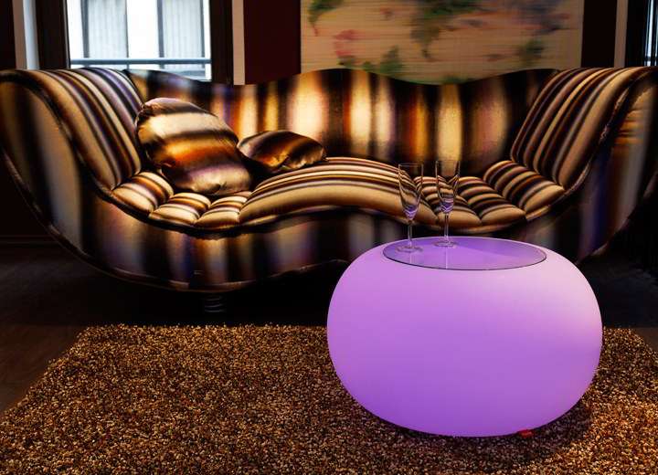 Moree Bubble Indoor LED Beistelltisch / Hocker - Moree Farbe:Filzauflage orange