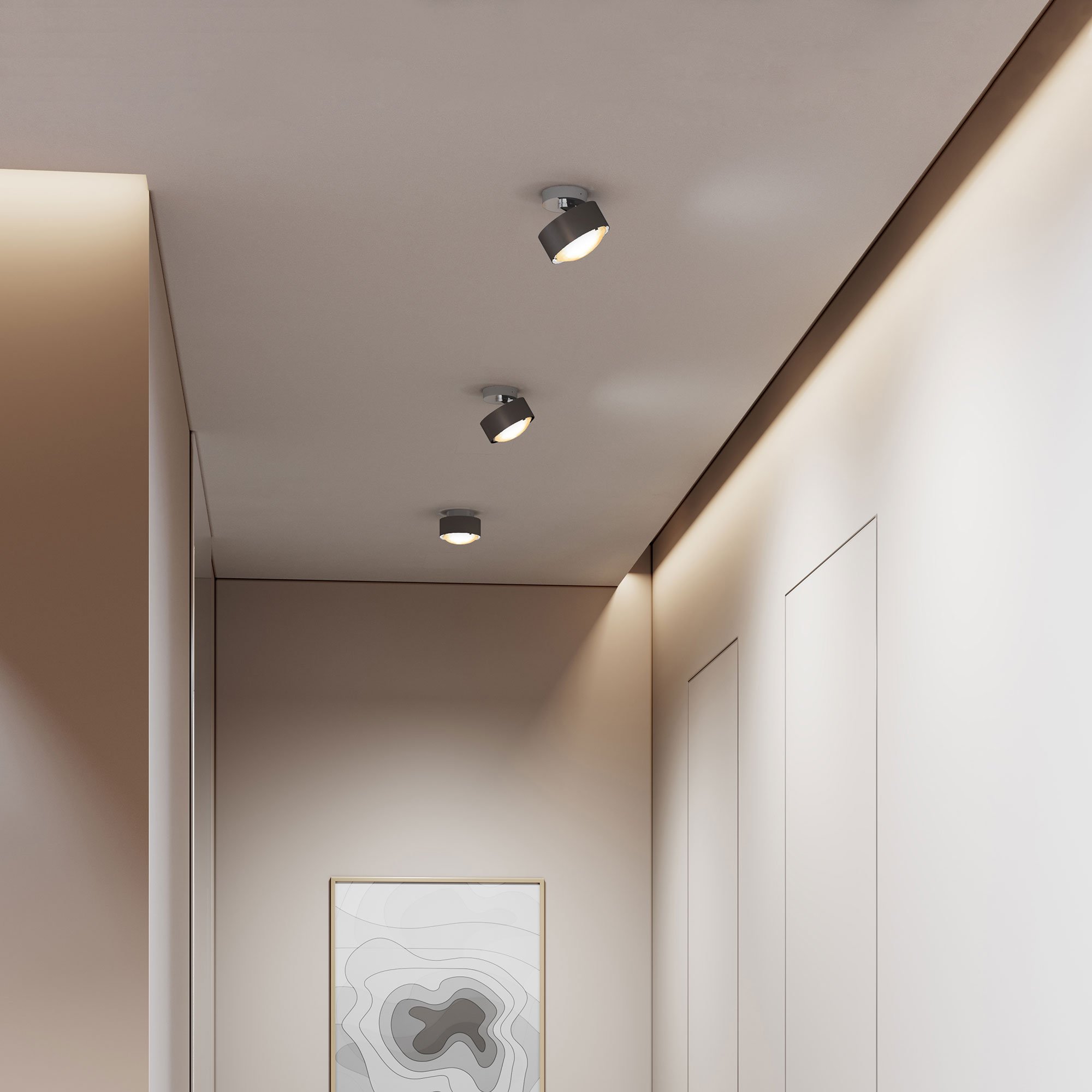 Top Light Avantgarde Puk! 120 Move LED Deckenleuchte (nickelmatt, ohne Abdeckung (für Nachbestellungen))