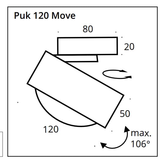 Top Light Avantgarde Puk! 120 Move LED Deckenleuchte (nickelmatt, ohne Abdeckung (für Nachbestellungen))