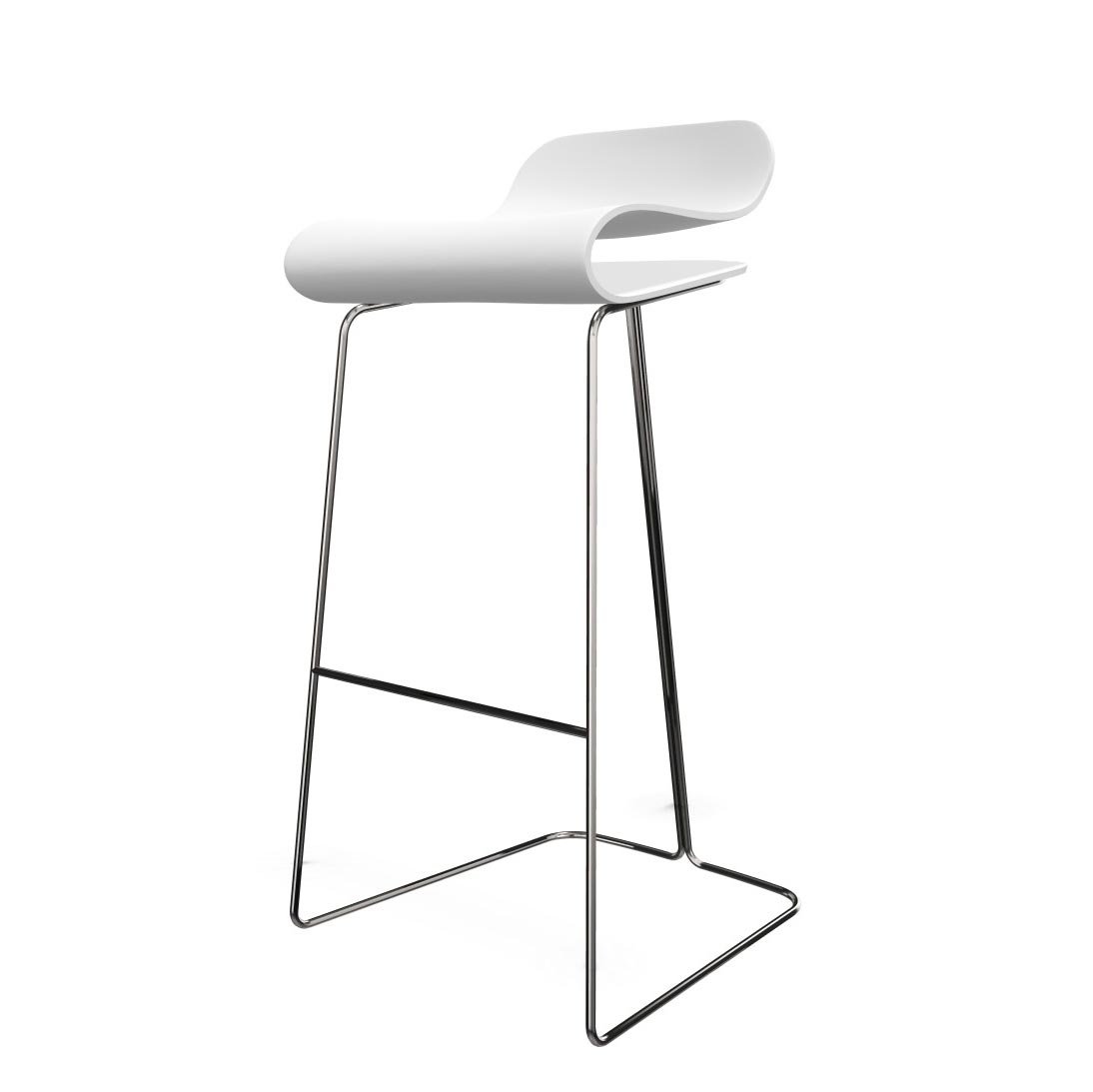 Kristalia BCN Barhocker mit Kufengestell 76cm (Sitz weiß / Gestell weiß)