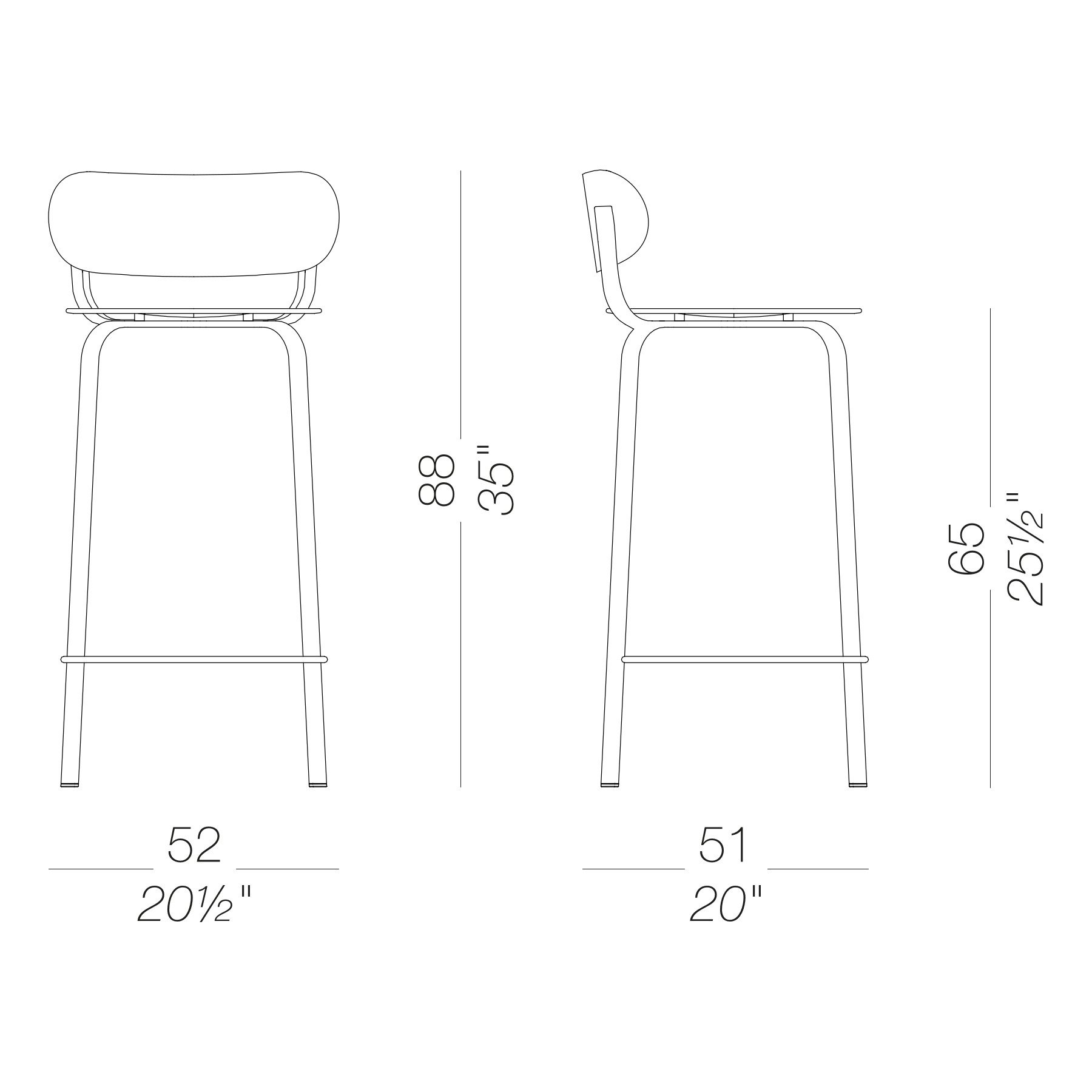 Lapalma Stil S49_65 Barhocker (weiß lackiert, 65cm)