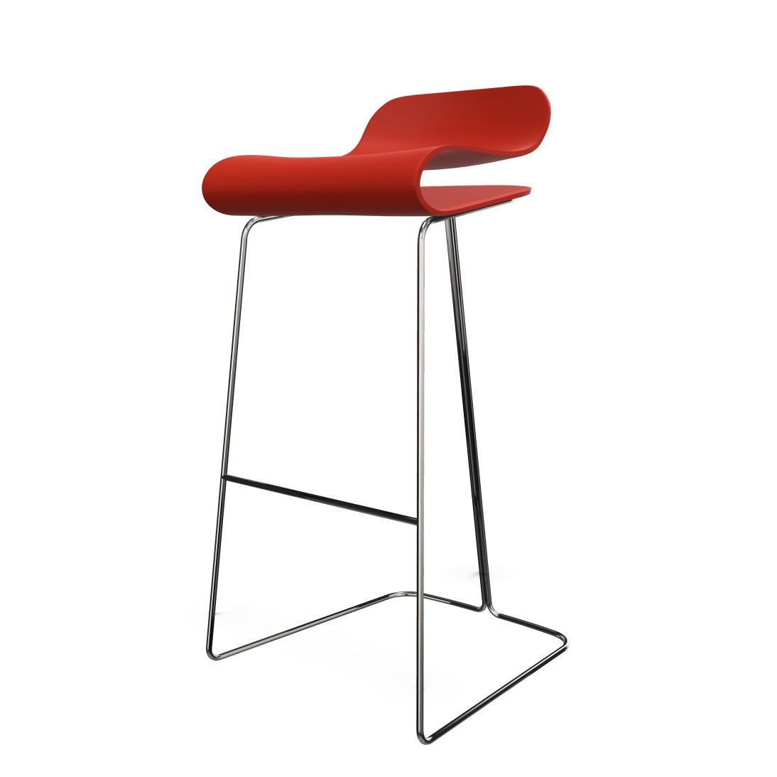 Kristalia BCN Barhocker mit Kufengestell 76cm (Sitz weiß / Gestell weiß)