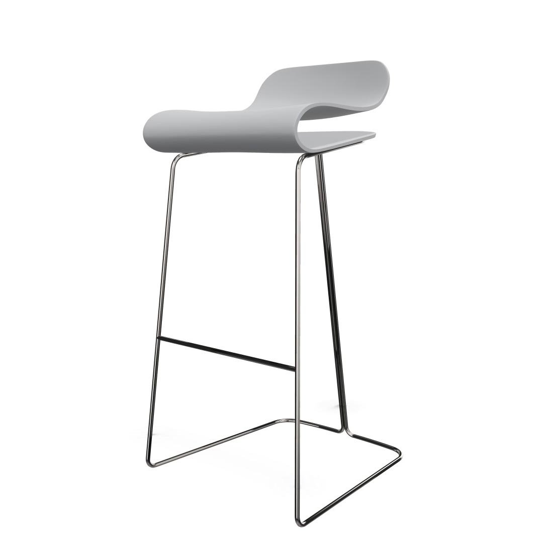 Kristalia BCN Barhocker mit Kufengestell 76cm (Sitz weiß / Gestell weiß)