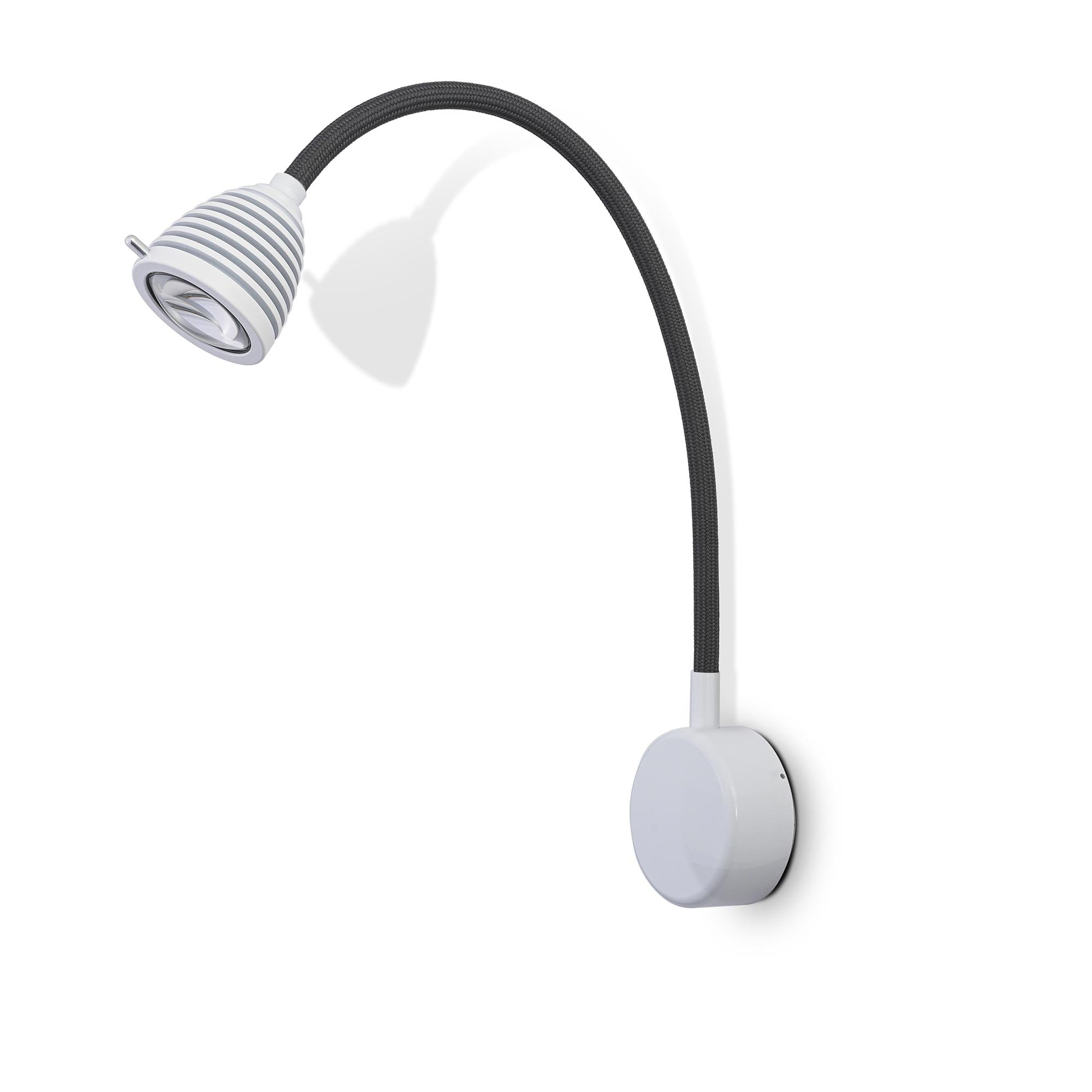 less 'n' more Athene A-BWL2 Wandleuchte weiß (Flexwelle Aluminium, LED dimmbar über Tastdimmer am Sockel)