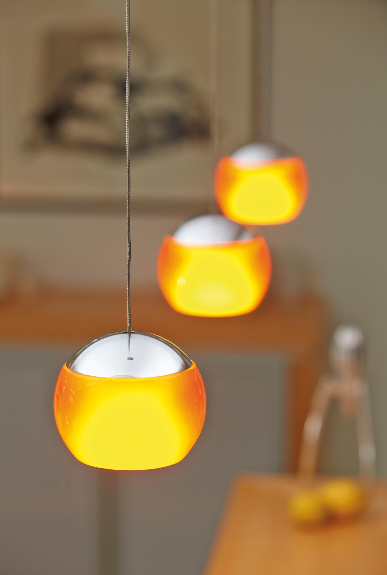 Oligo Balino LED Pendelleuchte mit unsichtbarer Höhenverstellung 1-flammig (Haube chrom / Glas diamantgrau)