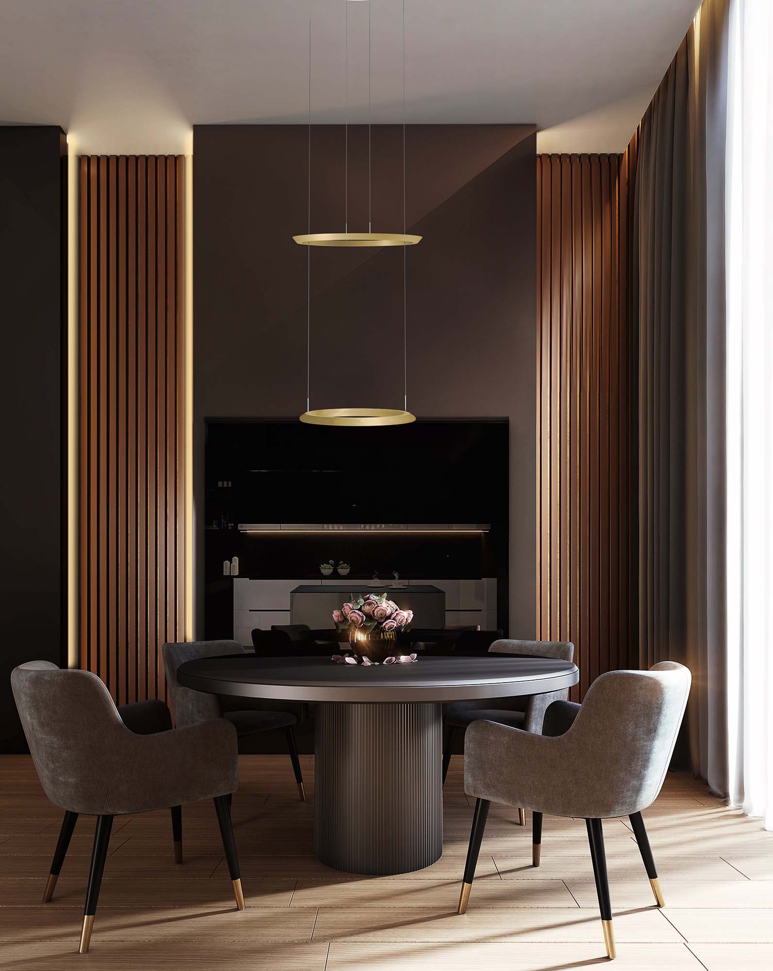 Oligo Yano LED Pendelleuchte mit schwarzem Baldachin (bronze)
