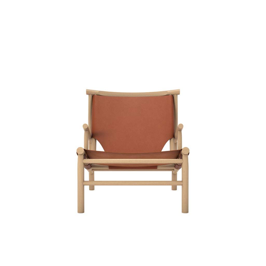 NORR11 Samurai Loungesessel (Gestell Eiche natur, Sørensen Leder brandy)