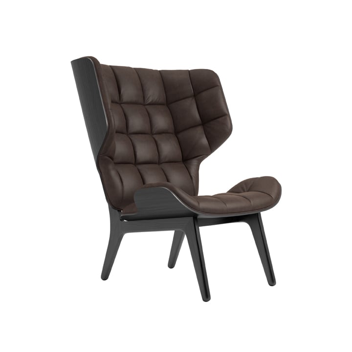 NORR11 Mammoth Loungesessel (Gestell Eiche schwarz, Dunes Leder dunkelbraun)