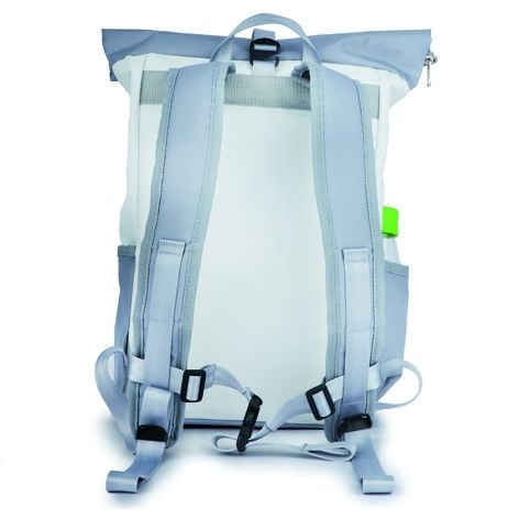 360° Taschen Lotse Wickelrucksack (Segeltuch grau / weiß, Gurt grau)