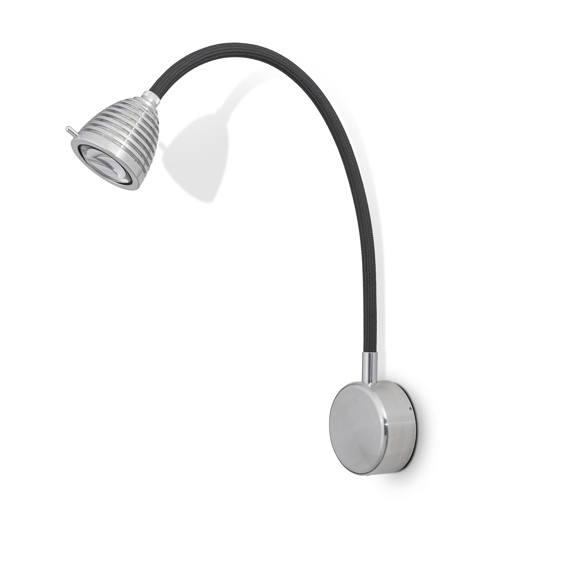 less 'n' more Athene A-BWL2 Wandleuchte aluminium (Flexwelle Aluminium, LED dimmbar über Tastdimmer am Sockel)