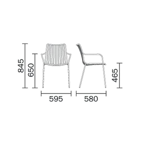Pedrali Nolita 3656 Stuhl mit Armlehne technische Zeichnung