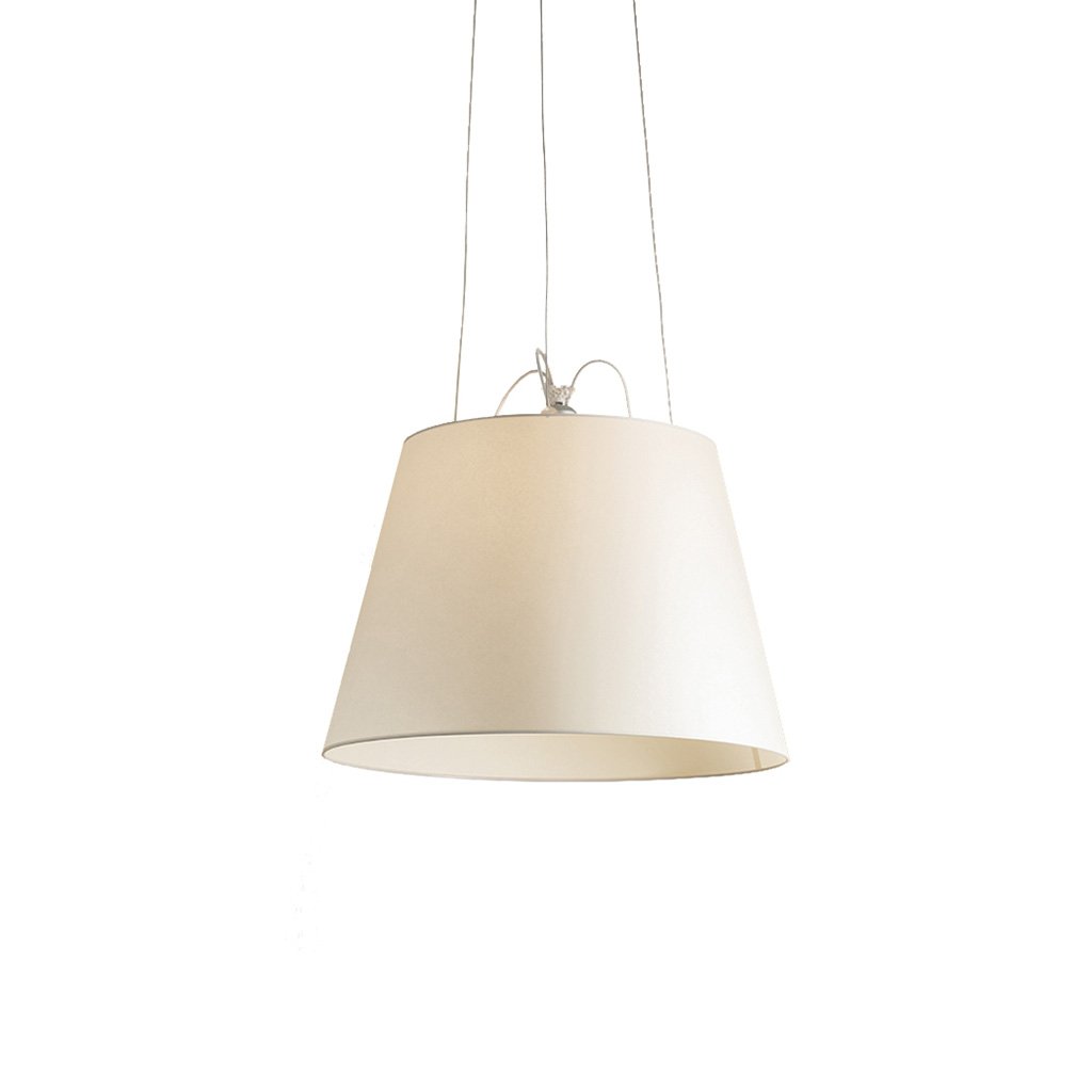 Artemide Tolomeo Mega Pendelleuchte (Struktur silber, Pergamentschirm Ø 42cm)