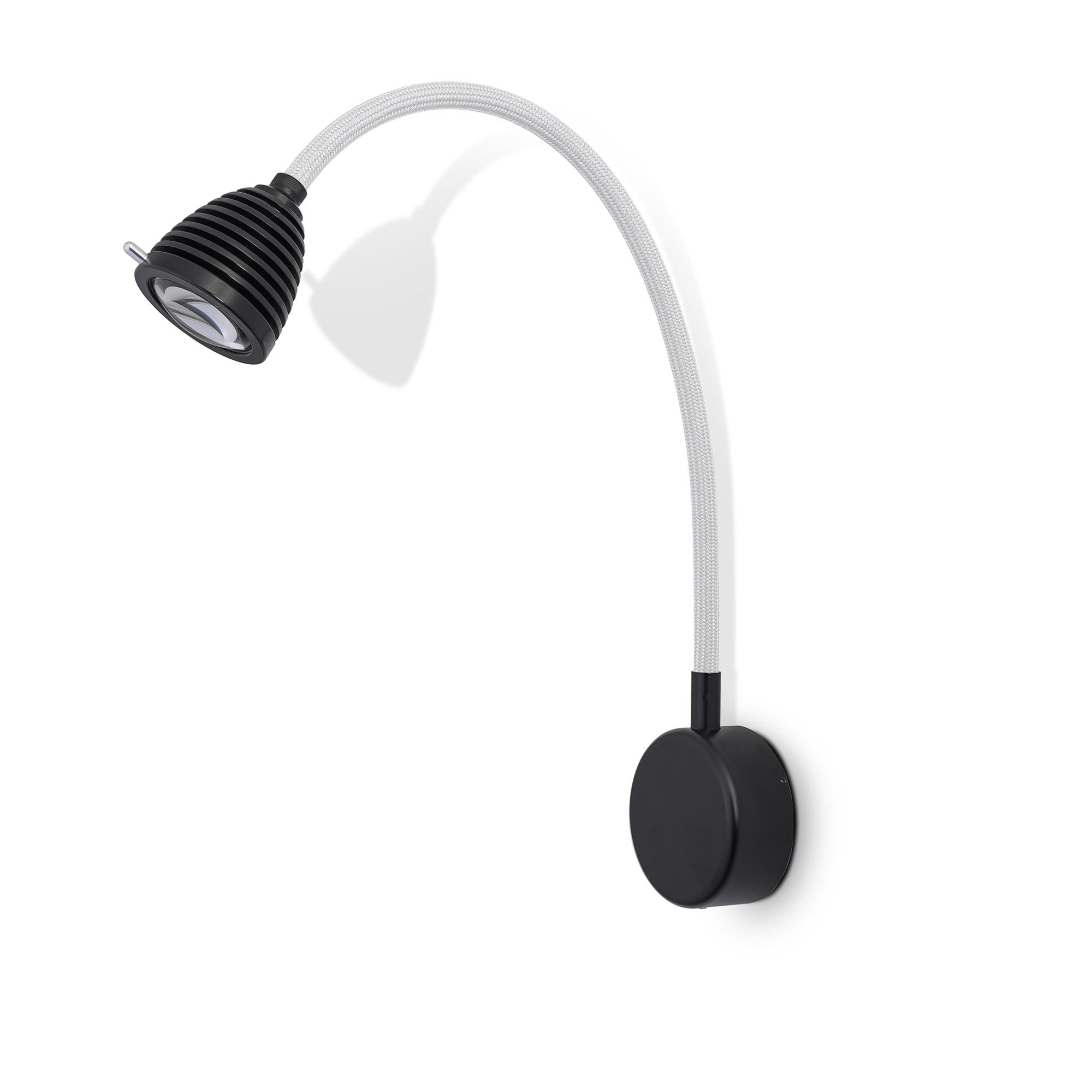 less 'n' more Athene A-BWL2 Wandleuchte schwarz (Flexwelle Aluminium, LED dimmbar über Tastdimmer am Sockel)